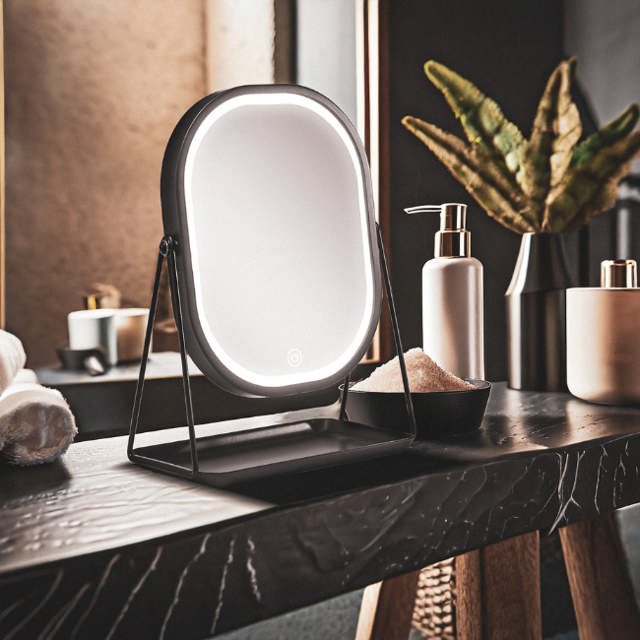 Gillian Jones Bordspejl m/LED lys og bakke - Sort